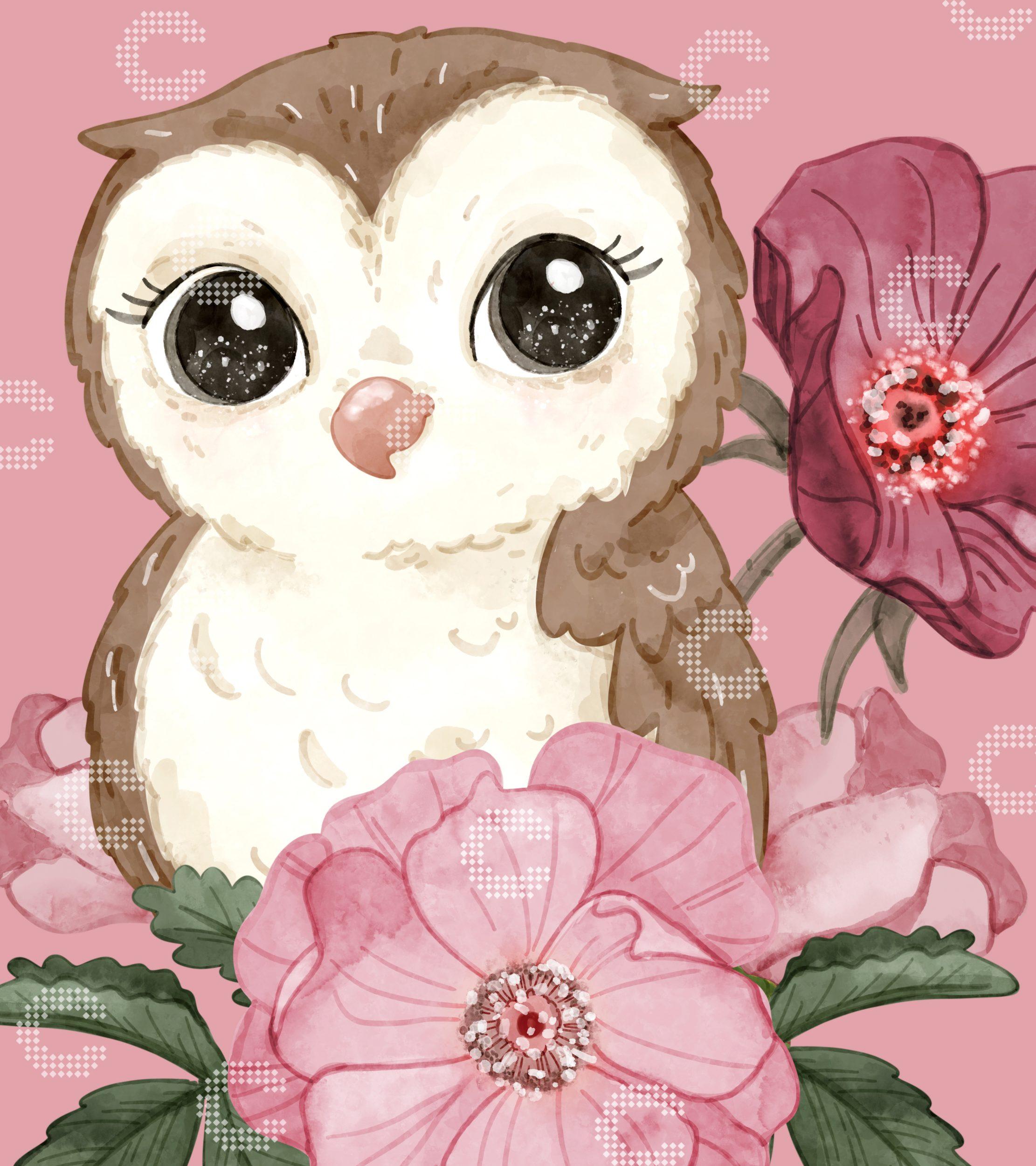 Diamond Painting Floral Owl